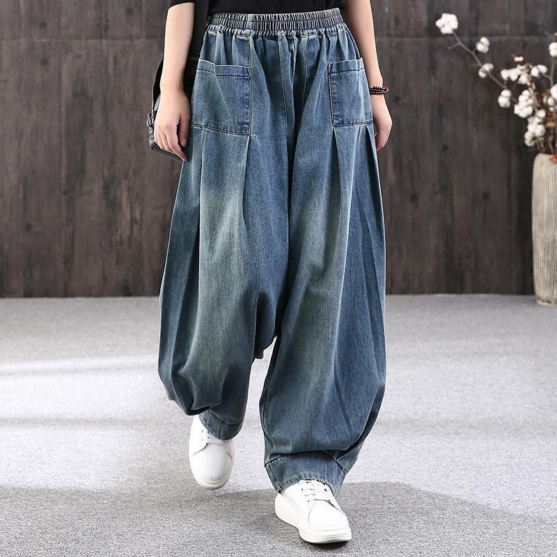 Loose Retro Sand Mopping Casual Denimbukser