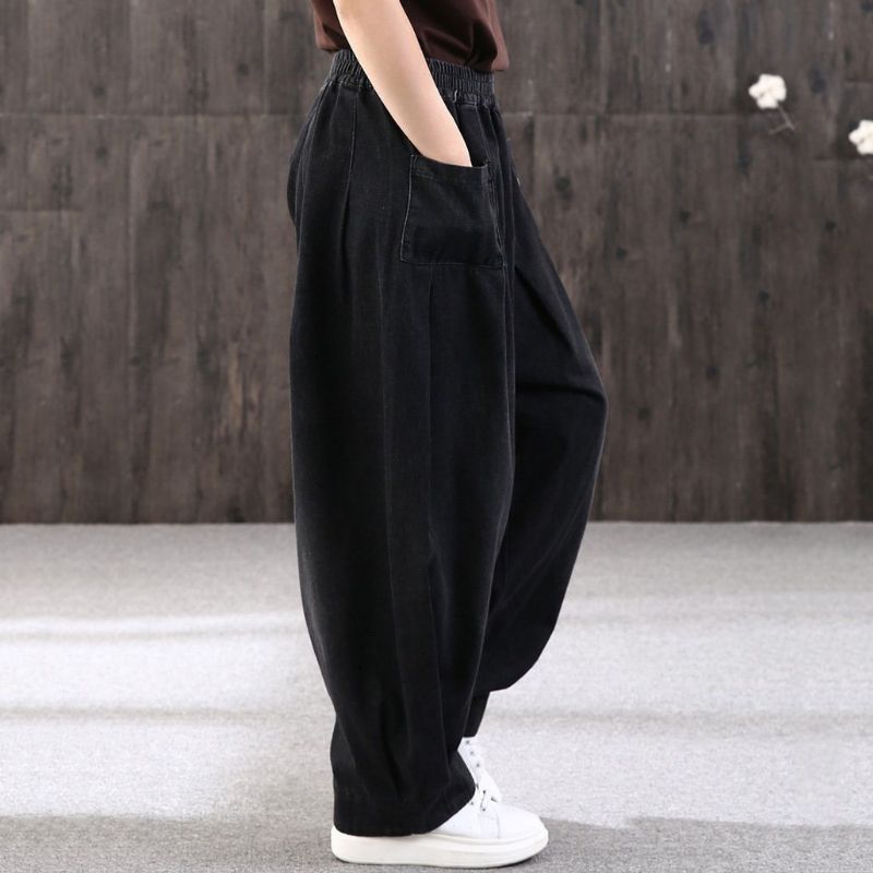 Loose Retro Sand Mopping Casual Denimbukser