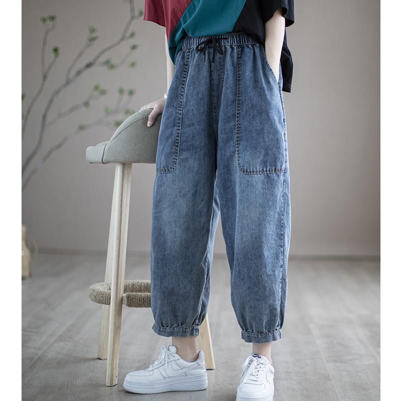 Løse Selvelastiske Talje Denim Harem Jeans