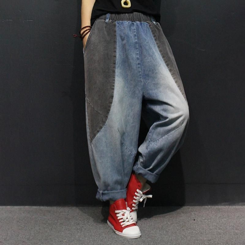 Løse Vintage Bleget Denim Harem Pants