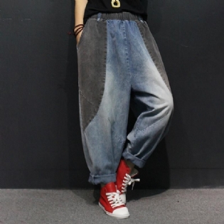 Løse Vintage Bleget Denim Harem Pants