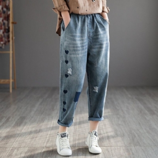 Retro Denim Harembukser Med Høj Talje