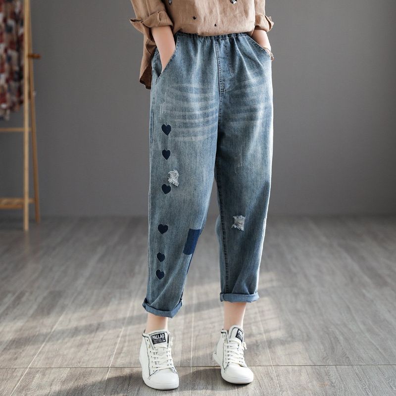 Retro Denim Harembukser Med Høj Talje