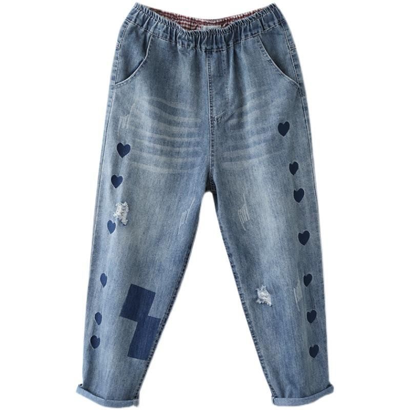 Retro Denim Harembukser Med Høj Talje