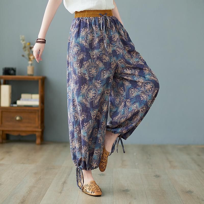 Retro Loose Wide Leg Bomuld Hørbukser