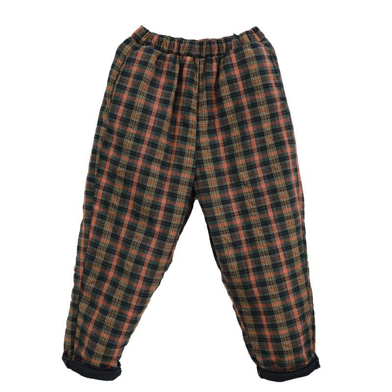 Retro Løse Plaid Bomuld Casual Bukser