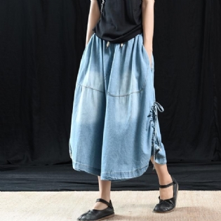 Retro Wide Leg Denim Casual Stilfulde Bukser L-3xl