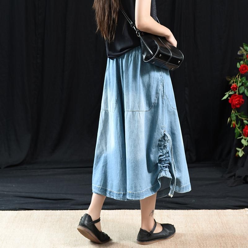 Retro Wide Leg Denim Casual Stilfulde Bukser L-3xl