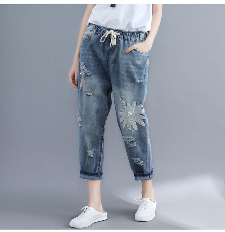 Sommer Plus Size Casual Denimbukser