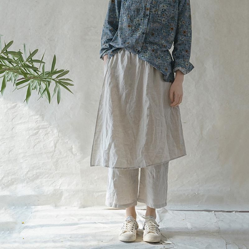 Spring Fake Two Pieces Linned Skirt Bukser