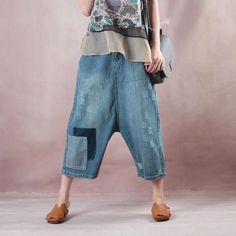 Spring Loose Denim Brede Ben Damebukser