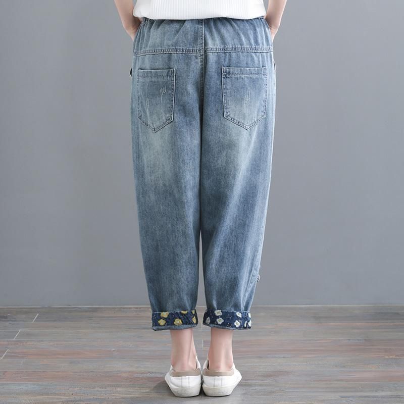 Vintage Broderi Denim Harem Bukser