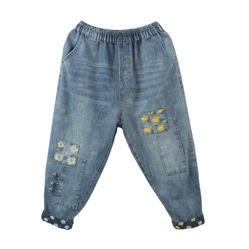 Vintage Broderi Denim Harem Bukser