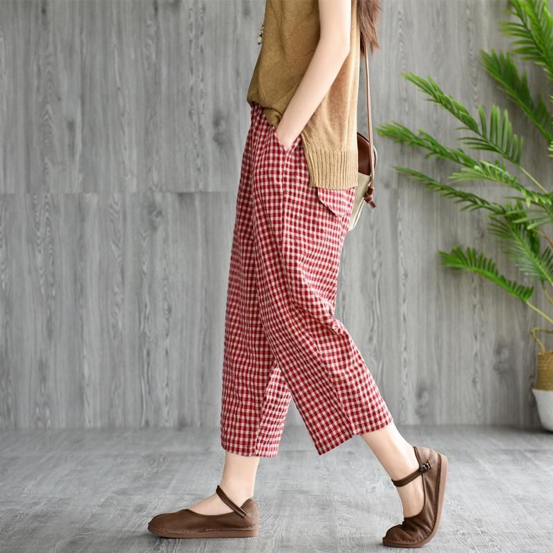 Vintage Løs Wild Casual Plaid Harem Bukser