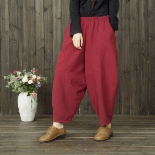 Vinter Retro Bomuld Linned Casual Velvet Thickening Harem Pants