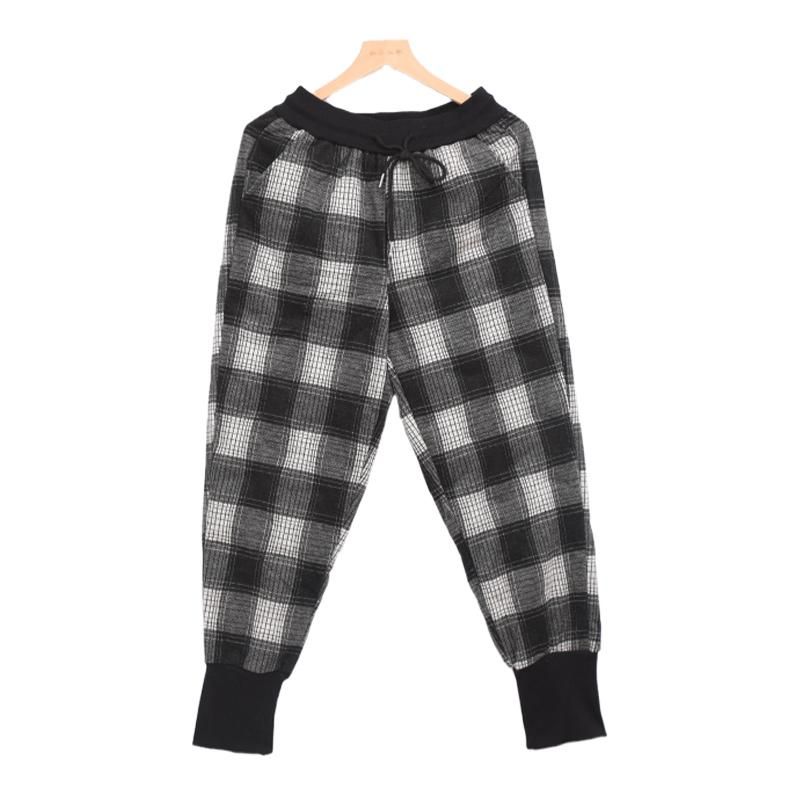 Vinter Retro Plaid Warm Pencil Down Pants