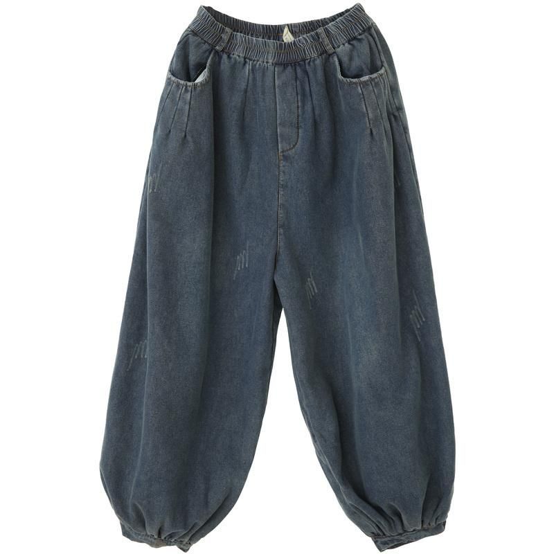 Vinter Retro Plys Bloomers Løse Bomuldsjeans