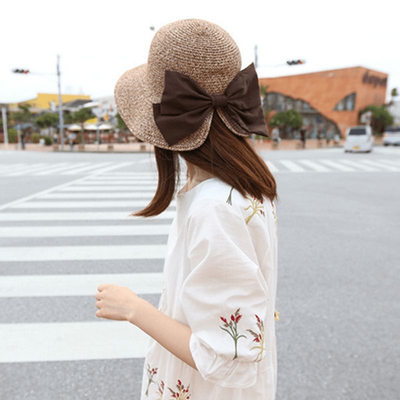 Fashion Sweet Big Bow Knot Beach Sun Straw Hat