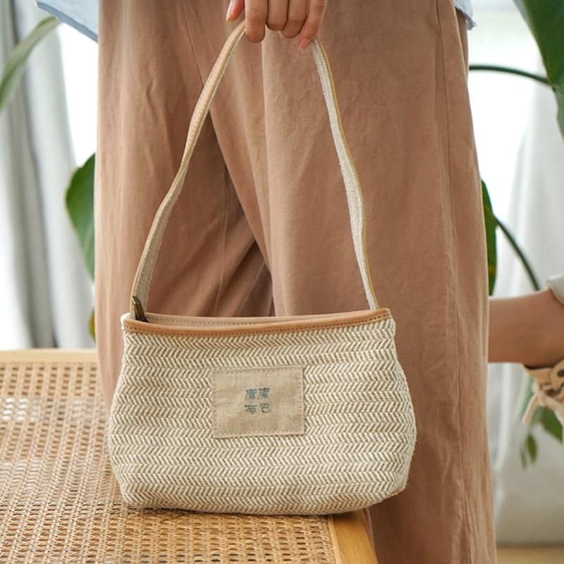 Casual One-soulder Woven Canvas Taske