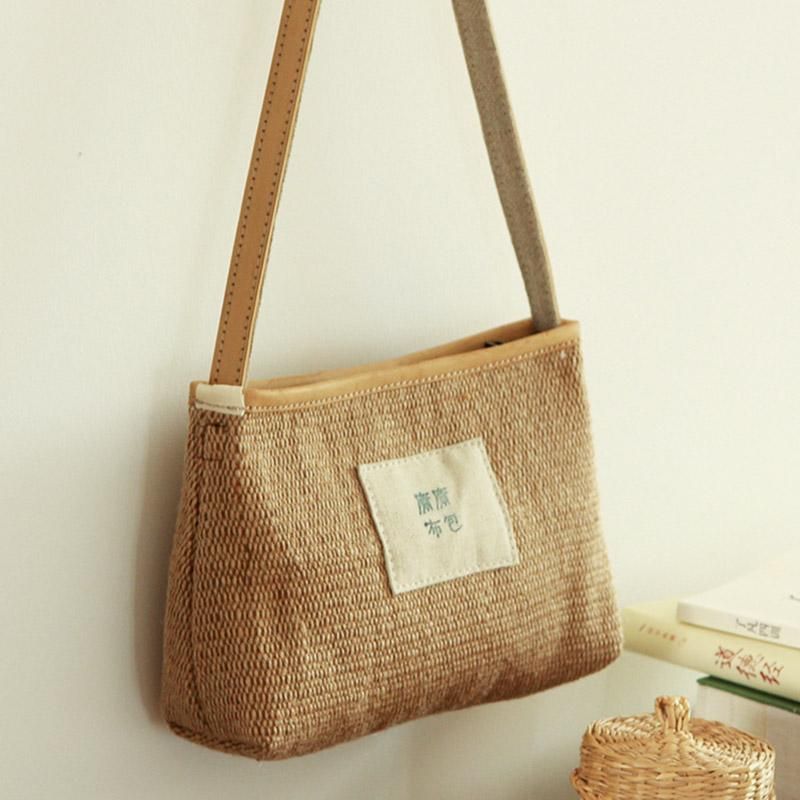 Casual One-soulder Woven Canvas Taske