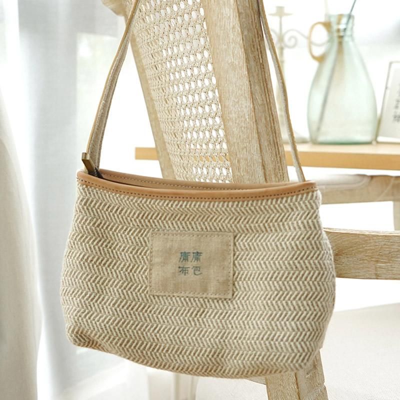 Casual One-soulder Woven Canvas Taske