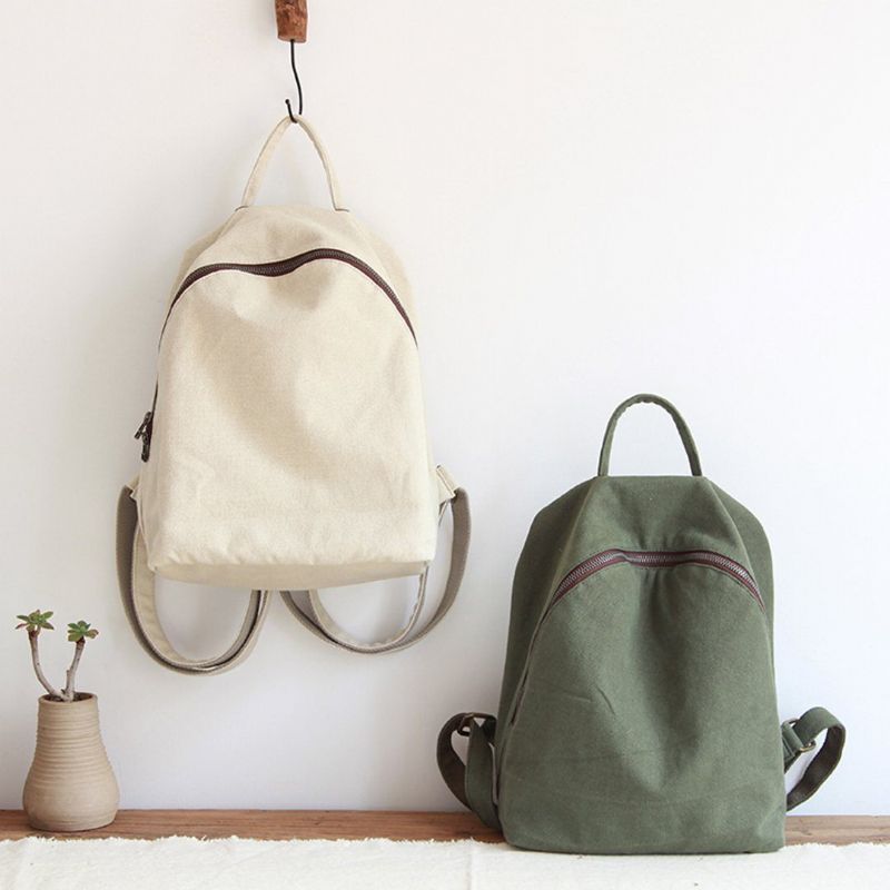 Dame Solid Simple Canvas Bag Rygsæk