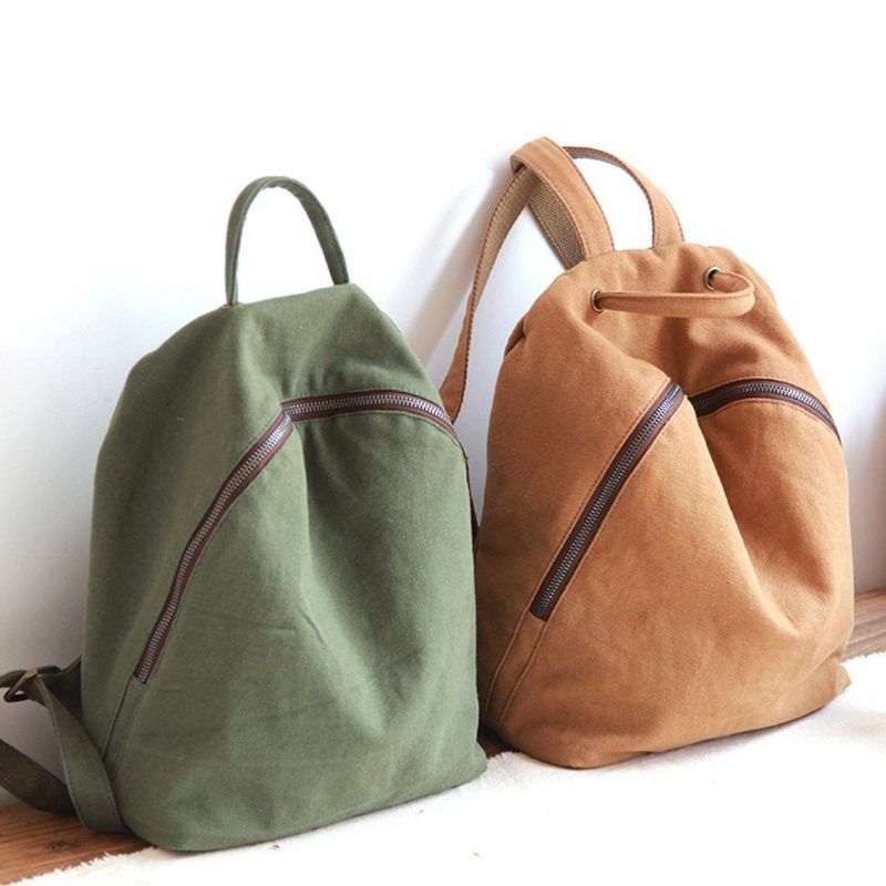 Dame Solid Simple Canvas Bag Rygsæk