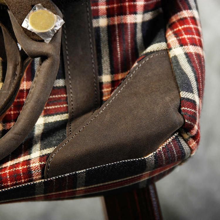 Forår Plaid Skuldertaske Lærred Håndtaske Multi-pocket Casual Taske