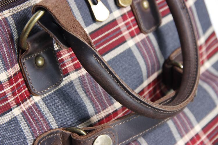 Forår Plaid Skuldertaske Lærred Håndtaske Multi-pocket Casual Taske