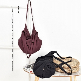 Original Ruched Linen Solid Crossbody Taske Med Spænder