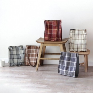 Plaid Linen Original Design Canvas Skuldertaske