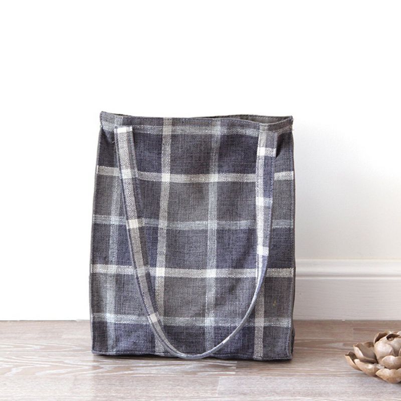 Plaid Linen Original Design Canvas Skuldertaske