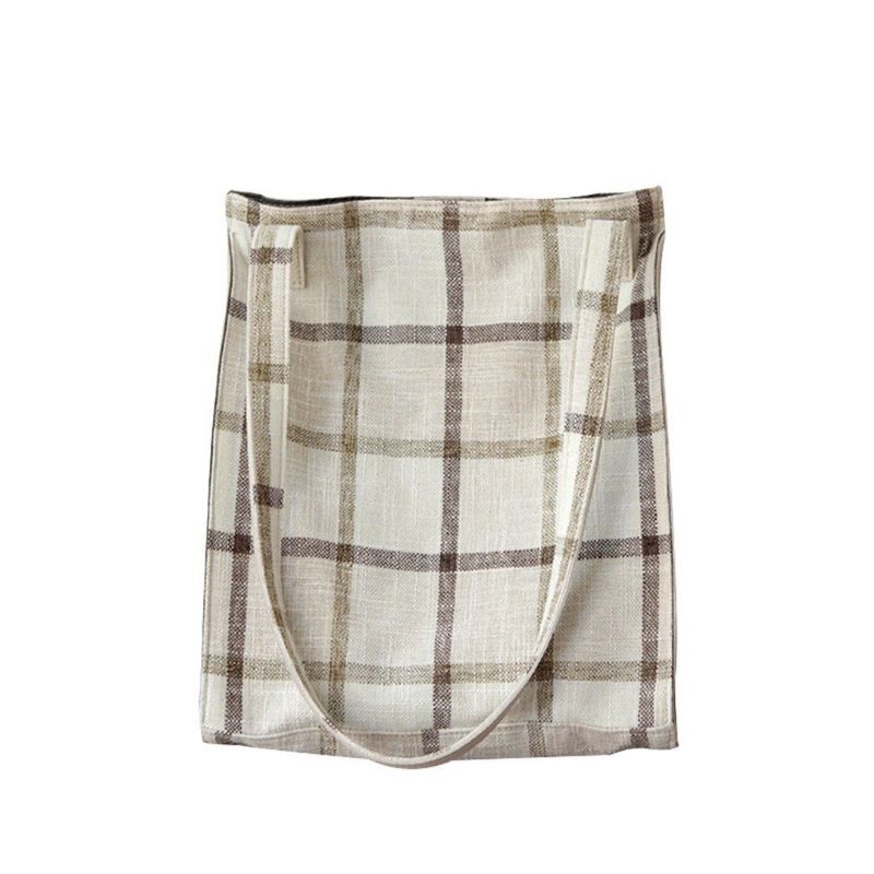 Plaid Linen Original Design Canvas Skuldertaske