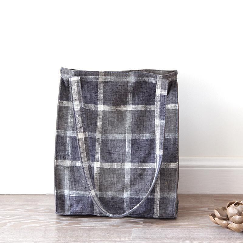 Plaid Litterær Casual Canvas Skuldertaske