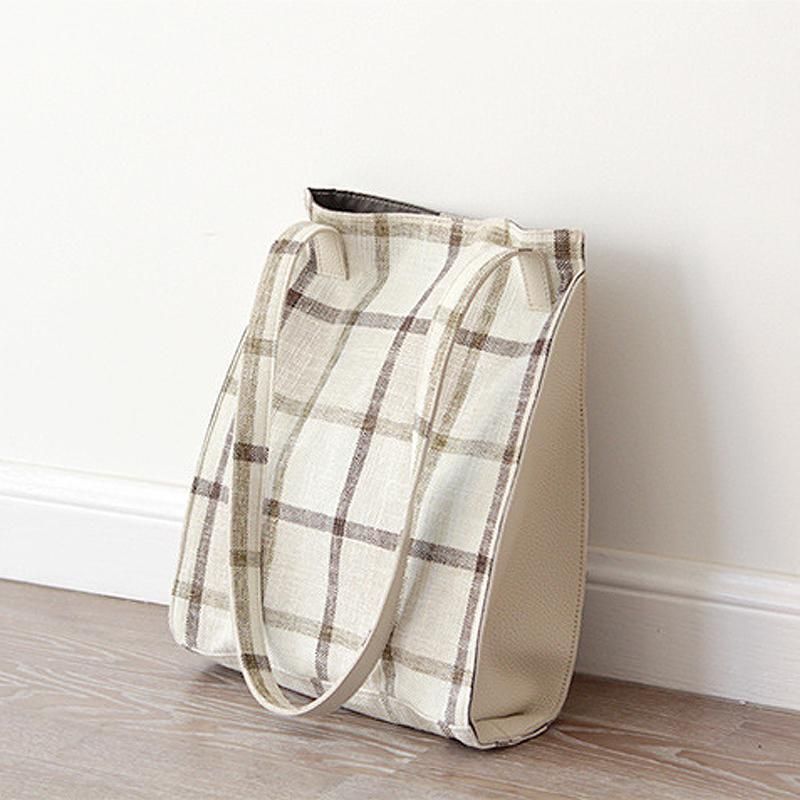 Plaid Litterær Casual Canvas Skuldertaske