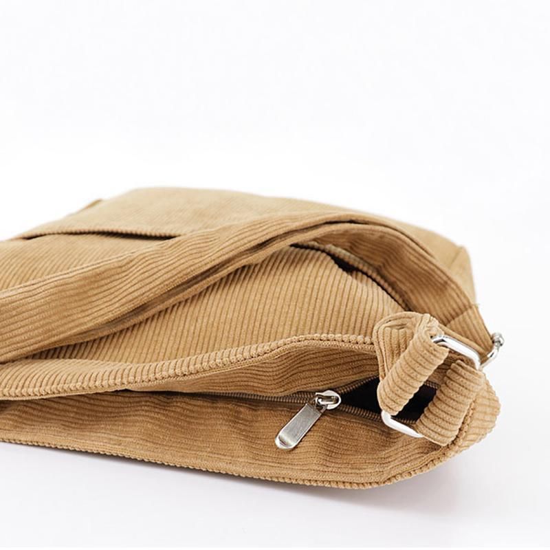 Simpel Casual Corduroy Ensfarvet Crossbody-taske