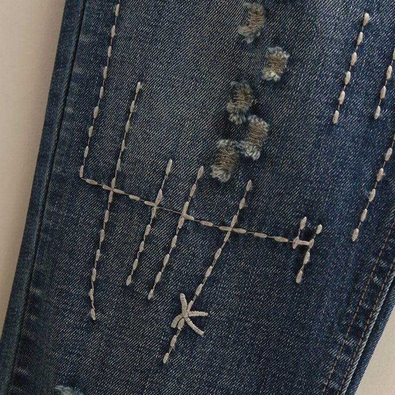 Broderede Ragged Jeans