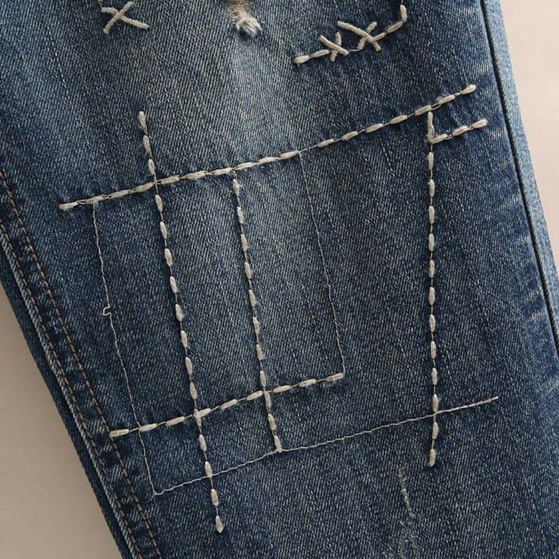 Broderede Ragged Jeans