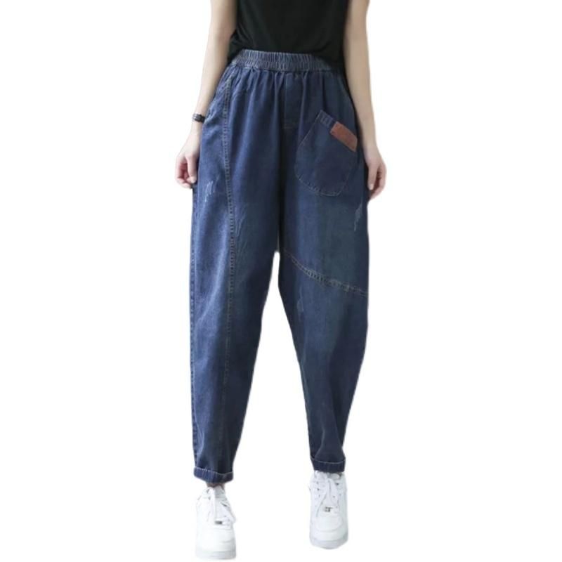 Forår Efterår Løse Casual Retro Patchwork Harem Jeans