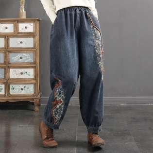 Forår Retro Casual Patchwork Løse Harem Jeans