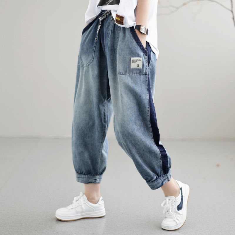 Kvinder Casual Løst Patchwork Sommer Tynde Jeans