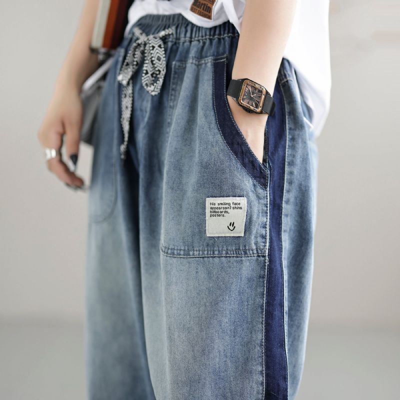 Kvinder Casual Løst Patchwork Sommer Tynde Jeans