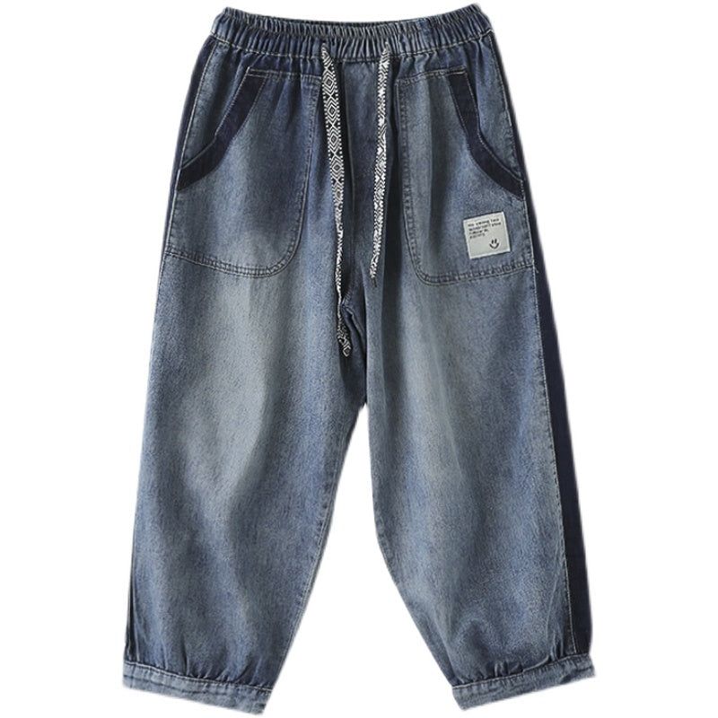 Kvinder Casual Løst Patchwork Sommer Tynde Jeans