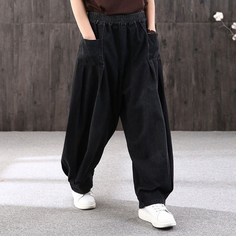 Loose Retro Sand Mopping Casual Denimbukser