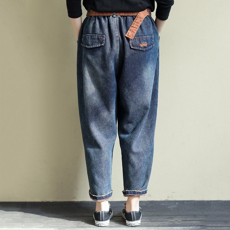 Retro Loose Casual Bæltevaskede Velvet Jeans