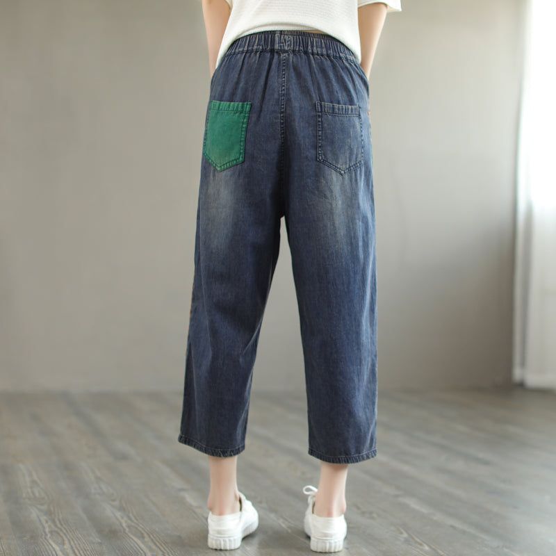 Sommer Kvinder Casual Løse Denim Harem Jeans