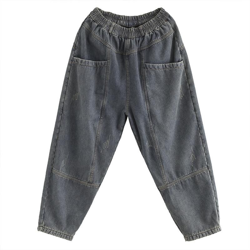 Vinter Retro Plys Bomuld Casual Harem Jeans