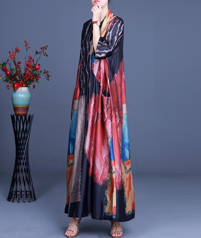 2022 Patchwork Print Mid Waist Silke Dress