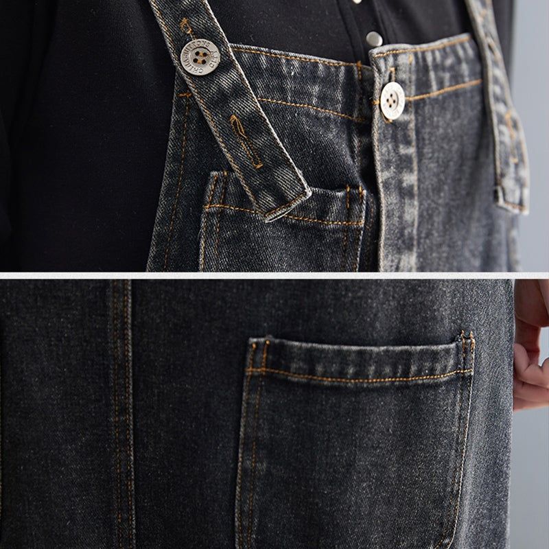 Forår Retro Casual Løs Ærmeløs Denimkjole I Bomuld