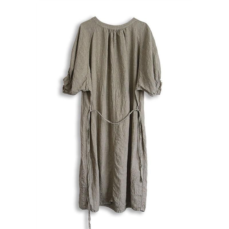 Plus Size Autumn Retro Loose Lacing Linned Kjole